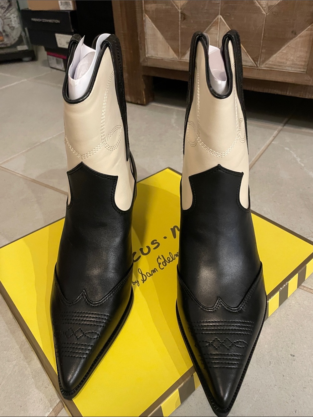 Circus by Sam Edelman Yolanda Black and Vanilla Ankle Boots. Brand New in Box!!